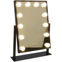 Skecten - Espejo de Maquillaje Iluminado, con Luz 12 led Brillante, Espejos para Tocador Iluminado Ajustable, Pantalla táctil, Negro