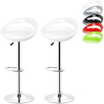 Juego de 2 Taburetes de Bar de Plástico / Silla Altura Ajustable Giratoria para Bar Cocina / Blanco - Skecten