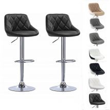 Lot de 2 tabourets de bar, hauteur réglable et rotation à 360° (85-105cm), Noir