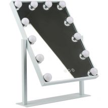 Skecten - Miroir Maquillage Lumineux, Miroir Hollywood avec Conversion en 3 Couleurs, Miroir pour Coiffeuse Professionnel(40X30cm), Blanc