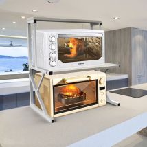 Skecten - Support de four à micro-ondes, 2 niveaux multifonctionnel, organiseur de fours à micro-ondes, étagère de cuisine, blanc