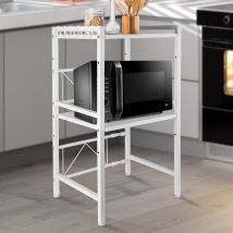 Support Extensible en Métal Four à Micro-Ondes Organiseur Cuisine Blanc