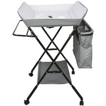 Skecten - Table à Langer Pliante et Portable, Table à Langer Bébé avec Serrure de Sécurité, Réglable en Hauteur 93-99cm, Pas Besoin de Se Baisser,