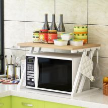 Skecten - tagère de Cuisine Support de Micro Onde Etagère à Micro-Ondes Support de Four à Micro-Ondes 2 Couches Couleur du Bois