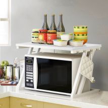 Skecten - tagère de Rangement pour Micro Ondes, Structure en Métal, Comptoir en Bois, Support de Micro-Ondes, Design Moderne (Blanc)