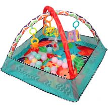 Skecten - Tapis d'Éveil Bébé, Tapis de Gym, Jouets Sensoriels pour Bébés, Nouveau-né, Bleu