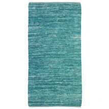 SKIN - Tapis en cuir tressé bleu clair 60x120