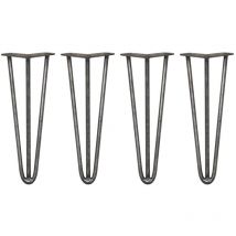 Legs - Set di 4 Gambe per Mobili Gamba per Tavolo In Acciaio Gambe a Forcina Include Viti e Piedini Protezione Gratuiti (31-71cm) - 35.5cm - 3 Rebbi