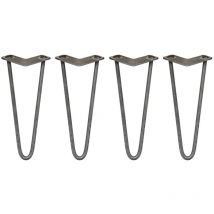 Skiski - legs - 4 Patas de Horquilla Metálicas para Mesa Muebles Metal Hairpin Legs 30.5cm Acero Natural 2 Puntales de Espesor 12mm con Pies