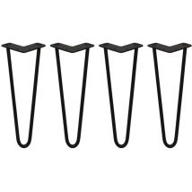 Skiski - legs - 4 Patas de Horquilla Metálicas para Mesa Muebles Metal Hairpin Legs 30.5cm Acero Natural 3 Puntales de Espesor 10mm con Pies