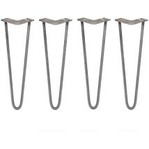 Skiski - legs - 4 Patas de Horquilla Metálicas para Mesa Muebles Metal Hairpin Legs 40.6cm Acero Natural 2 Puntales de Espesor 12mm con Pies