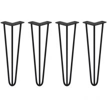 Skiski - legs - 4 Patas de Horquilla Metálicas para Mesa Muebles Metal Hairpin Legs 40.6cm Acero Negro 3 Puntales de Espesor 10mm con Pies
