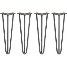 Skiski - legs - 4 Patas de Horquilla Metálicas para Mesa Muebles Metal Hairpin Legs 40.6cm Acero Natural 3 Puntales de Espesor 12mm con Pies