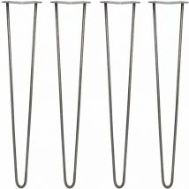 SKISKI LEGS - 4 Pieds de Table en Épingle à Cheveux 71cm 2 Tiges en Acier Brut Épaisseur 10mm