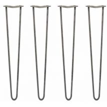 Skiski - legs - 4 Pieds de Table en Épingle à Cheveux 71cm 2 Tiges en Acier Brut Épaisseur 12mm