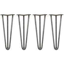 Legs - 4 Pieds de Table en Épingle à Cheveux 35,5cm 3 Tiges en Acier Couleur Naturelle Épaisseur 12mm - Skiski