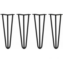 SKISKI LEGS - 4 Pieds de Table en Épingle à Cheveux 35,5cm 3 Tiges en Acier Noir Épaisseur 12mm