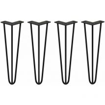 Skiski - legs - 4 Pieds de Table en Épingle à Cheveux 40,6cm 3 Tiges en Acier Noir Épaisseur 10mm
