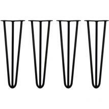 Skiski - legs - 4 Pieds de Table en Épingle à Cheveux 40,6cm 3 Tiges en Acier Noir Épaisseur 12mm