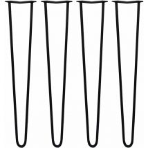 Skiski - legs - 4 Pieds de Table en Épingle à Cheveux 71cm 2 Tiges en Acier Noir Épaisseur 12mm