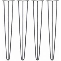 Skiski - legs - 4 Pieds de Table en Épingle à Cheveux 71cm 3 Tiges en Acier Brut Épaisseur 10mm