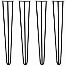 Skiski - legs - 4 Pieds de Table en Épingle à Cheveux 71cm 3 Tiges en Acier Noir Épaisseur 12mm