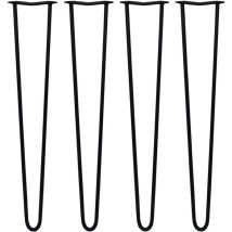 4 x Skiski Legs 71cm 2 Streben Hairpin Haarnadel Tisch Stuhl Beine Stahl 12mm Schwarz