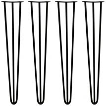 4 x Skiski Legs 71cm 3 Streben Hairpin Haarnadel Tisch Stuhl Beine Stahl 12mm Schwarz