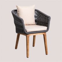 2er-Set Gartenstühle aus Akazienholz und geflochtener Kordel Barker Grau Anthrazit - Sklum