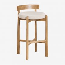 Sklum - 4er-Pack hohe Hocker aus Eichenholz und Manila-Polsterung ↑75 cm Braun Natur