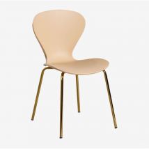 4er Set stapelbare Esszimmerstühle Uit Braun Weizen Gold - Sklum