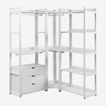 Armoire Modulaire Ouverte d'Angle de 3 Pièces avec Tiroirs en Acier et Bois Ariaster SKLUM Blanc