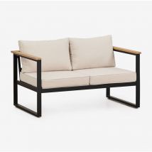 Canapé de jardin 2 places en aluminium et bois d'acacia Lipov Sklum Noir