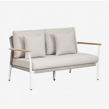 Canapé de jardin 2 places en bois de teck et aluminium Salbury SKLUM Blanc