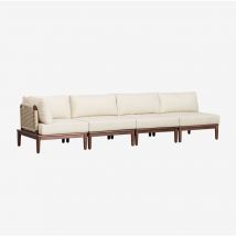 Canapé de jardin d'angle modulable 4 pièces en bois d'acacia Giulia Sklum Beige Crème