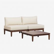 Salon de jardin 2 pièces avec table basse en bois d'acacia Giulia Sklum Beige Crème