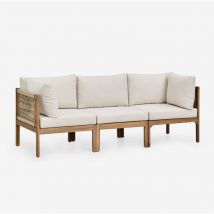 Canapé de jardin modulaire Branson 3 pièces avec accoudoirs en bois d'acacia Sklum