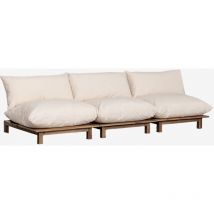 Canapé inclinable de jardin modulaire 3 pièces en bois d'acacia Brina Sklum Beige Crème