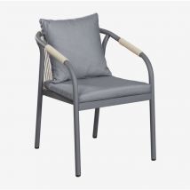 Chaise de jardin avec accoudoirs en aluminium et corde Basper Sklum Gris Graphite