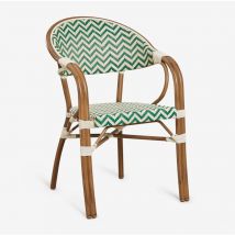 Chaise de jardin empilable avec accoudoirs en aluminium Brielle Bistro Sklum Vert Choux - Blanc Gardenia