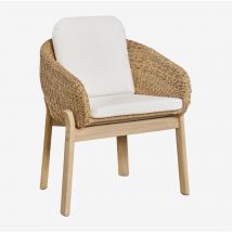 Chaise de salle à manger Leilan avec accoudoirs en bois d'acacia et rotin synthétique Sklum