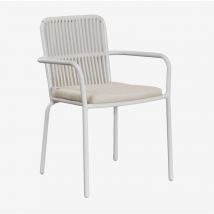 Chaise de salle à manger empilable avec accoudoirs en aluminium Alberta Sklum Blanc Gardenia
