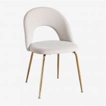 Chaise de salle à manger en velours Glorys Sklum Beige Crème Doré