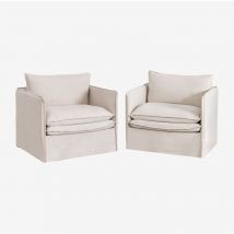 Confezione da 2 poltrone Grace in lino e cotone - Sklum