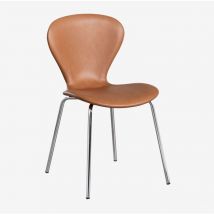 Sklum - Confezione da 2 sedie da pranzo impilabili in similpelle Uit Camel Grigio Cromato