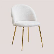 Confezione da 2 sedie da pranzo in ciniglia Kana Design Bianco Dorato - Sklum