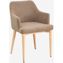 Confezione da 4 sedie da pranzo con braccioli in shearling Banfil Legno Naturale - Sklum