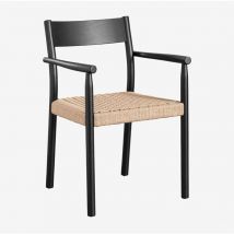 Confezione da 4 Sedie da Pranzo in Legno di Rovere e Corda Intrecciata Mara Nero liscio - Sklum