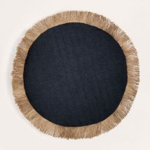 Sklum - Cuscino rotondo in cotone (Ø40 cm) Paraiba Nero - Crema Linho