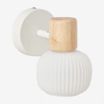 Sklum - Wandleuchte aus Eisen, Gummiholz und Glas Ekaizy Weiss